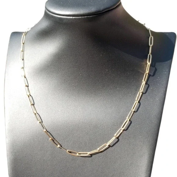 18k Gold paperclip style gold chain Plated can bundle with other chains last pic - Picture 3 of 5